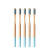 Brosse à dents bambou manche coloré 5 pièces bleu ciel