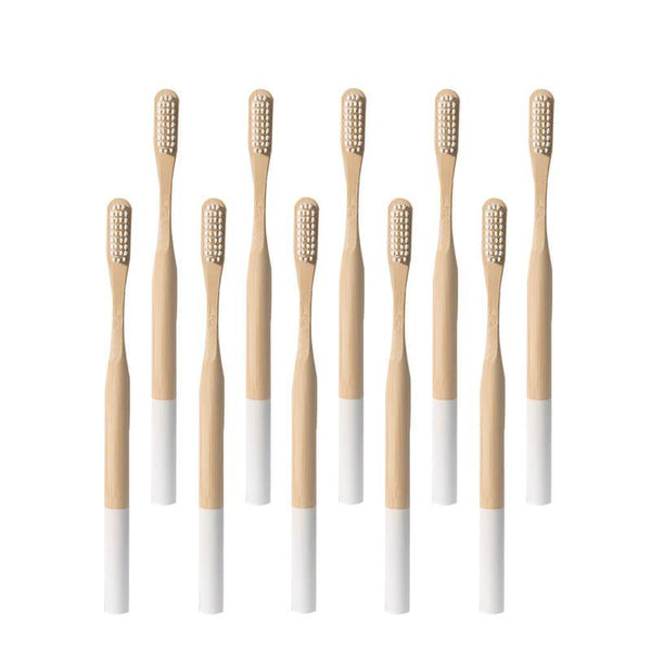 Brosse à dents bambou manche coloré blanc