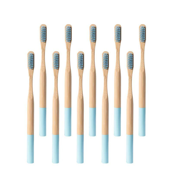 Brosse à dents bambou manche coloré bleu ciel