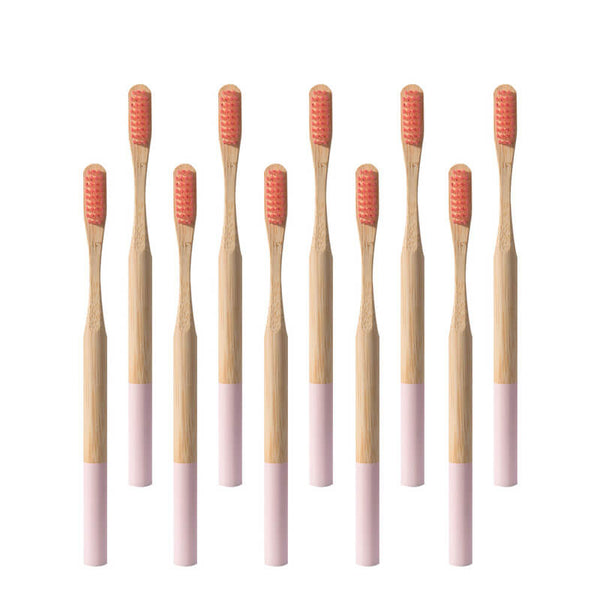 Brosse à dents bambou manche coloré rose pâle
