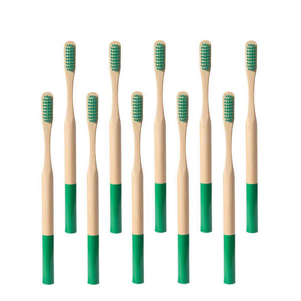 Brosse à dents bambou manche coloré vert foncé