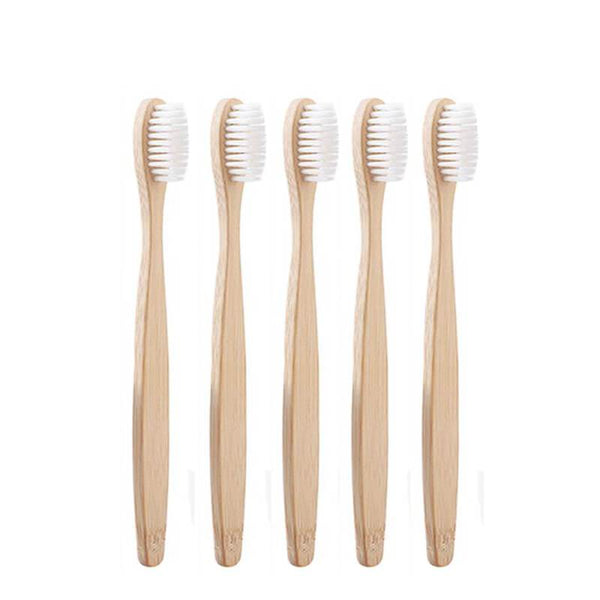 Brosse à dents bambou naturel 5 pièces blanc