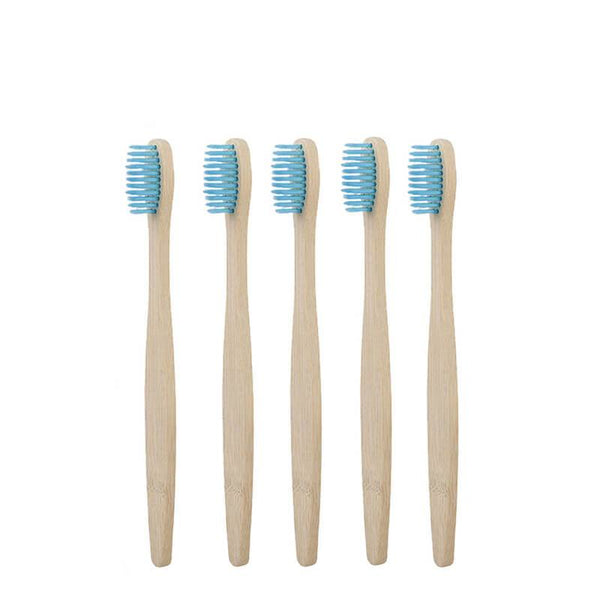 Brosse à dents bambou naturel enfant 5 pièces bleu