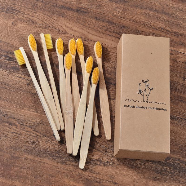 Brosse à dents bambou naturel jaune
