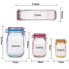 Dimensions sac réutilisable forme bocal