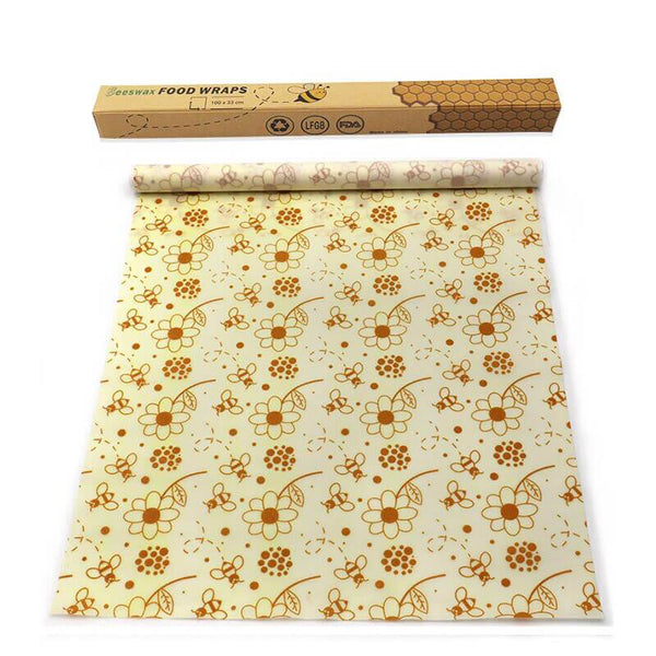 Emballage cire d'abeille à découper (motif abeille et fleur)