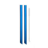 Paille inox large bout incliné bleu