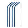 Paille inox couleur bleu courbé
