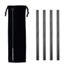 Paille inox large noir