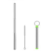Paille inox porte clé vert