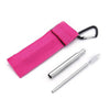 Paille inox rétractable avec pochette rose