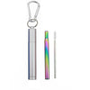 Paille inox rétractable rainbow + étui gris