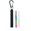 Paille inox rétractable rainbow + étui noir