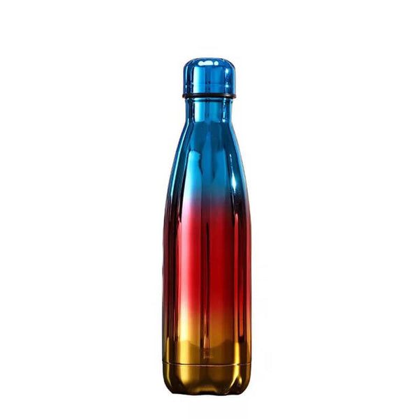 Bouteille inox bleu rouge or brillant