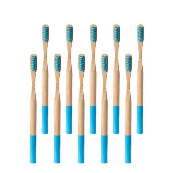 Brosse à dents bambou manche coloré bleu