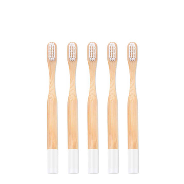 Brosse à dents bambou manche coloré enfant 5 pièces blanc