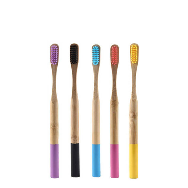 Brosse à dents bambou manche coloré enfant 5 pièces multicolore
