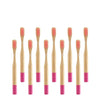 Brosse à dents bambou manche coloré enfant rose