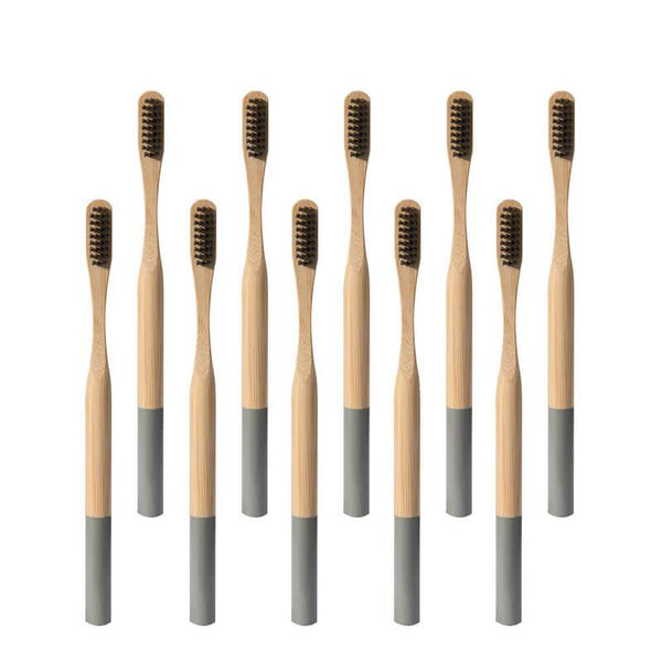 Brosse à dents bambou manche coloré gris