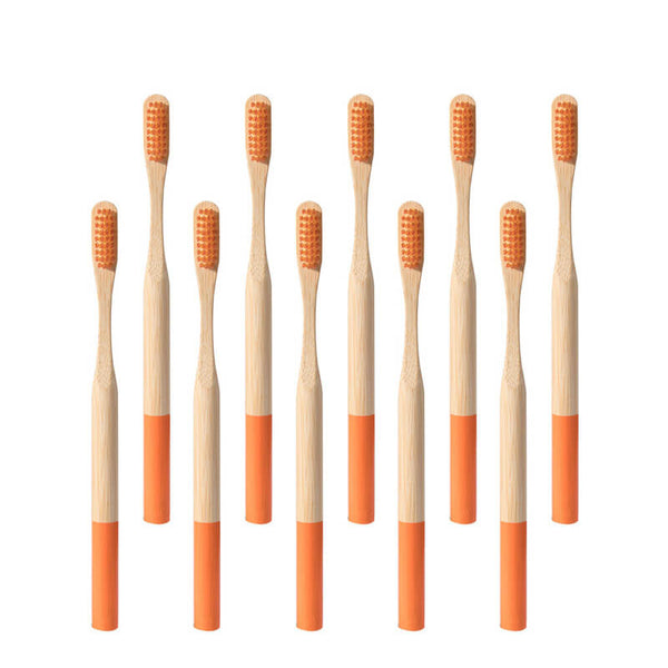 Brosse à dents bambou manche coloré orange