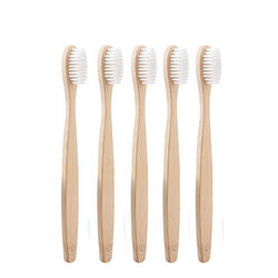 Brosse à dents bambou naturel 5 pièces blanc