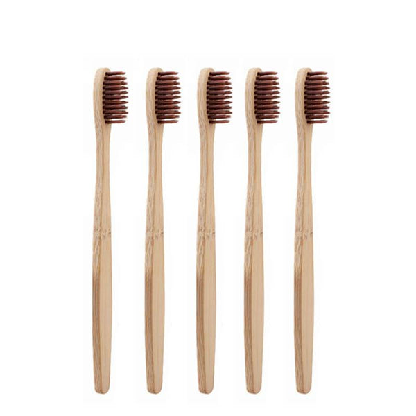 Brosse à dents bambou naturel 5 pièces marron