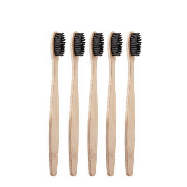 Brosse à dents bambou naturel 5 pièces noir