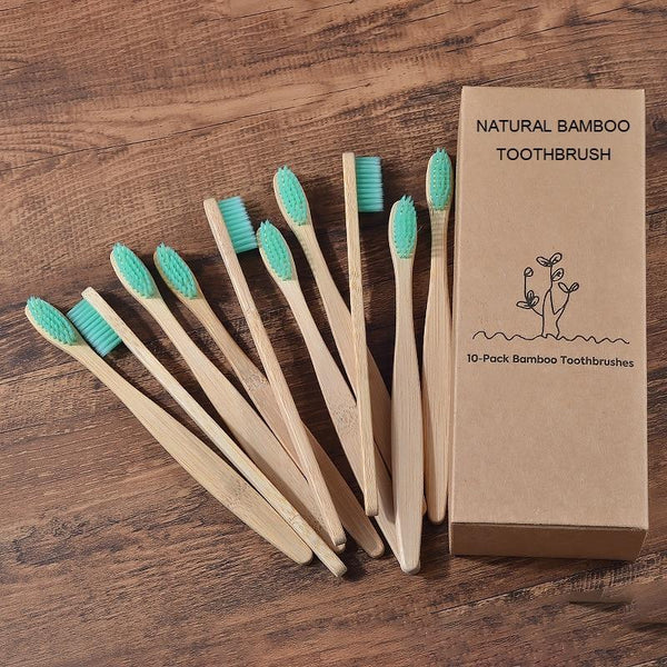 Brosse à dents bambou naturel bleu vert