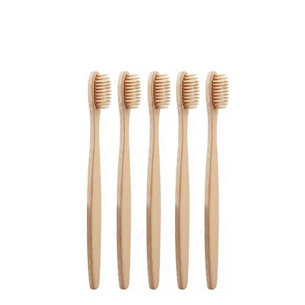 Brosse à dents bambou naturel enfant 5 pièces beige