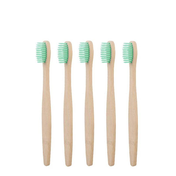 Brosse à dents bambou naturel enfant 5 pièces bleu-vert