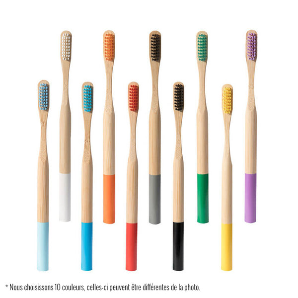 Brosse à dents bambou manche coloré multicolore