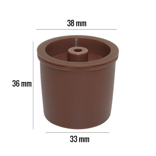 Dimensions capsule café réutilisable plastique Illy