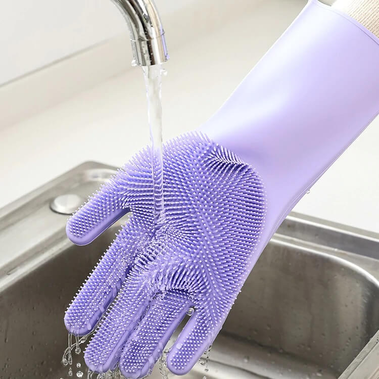 Gants éponge de nettoyage de lave-vaisselle, gants en silicone